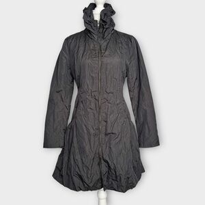 VINTAGE UMBRALE Crinkle A Line Flare Jacket Size XS Graphite Fleece Outdoor Y2K